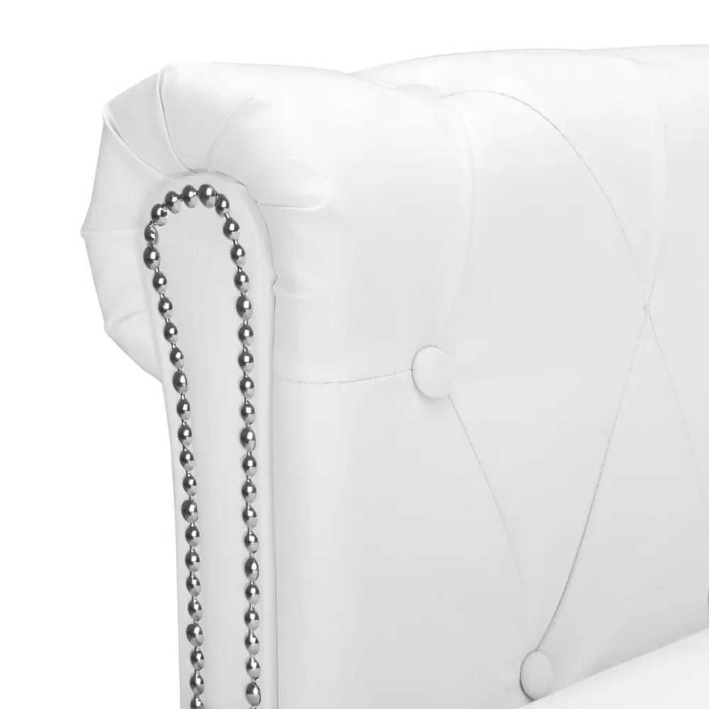 Divano Chesterfield L Finta Pelle Bianco con Isolamento Smaltato