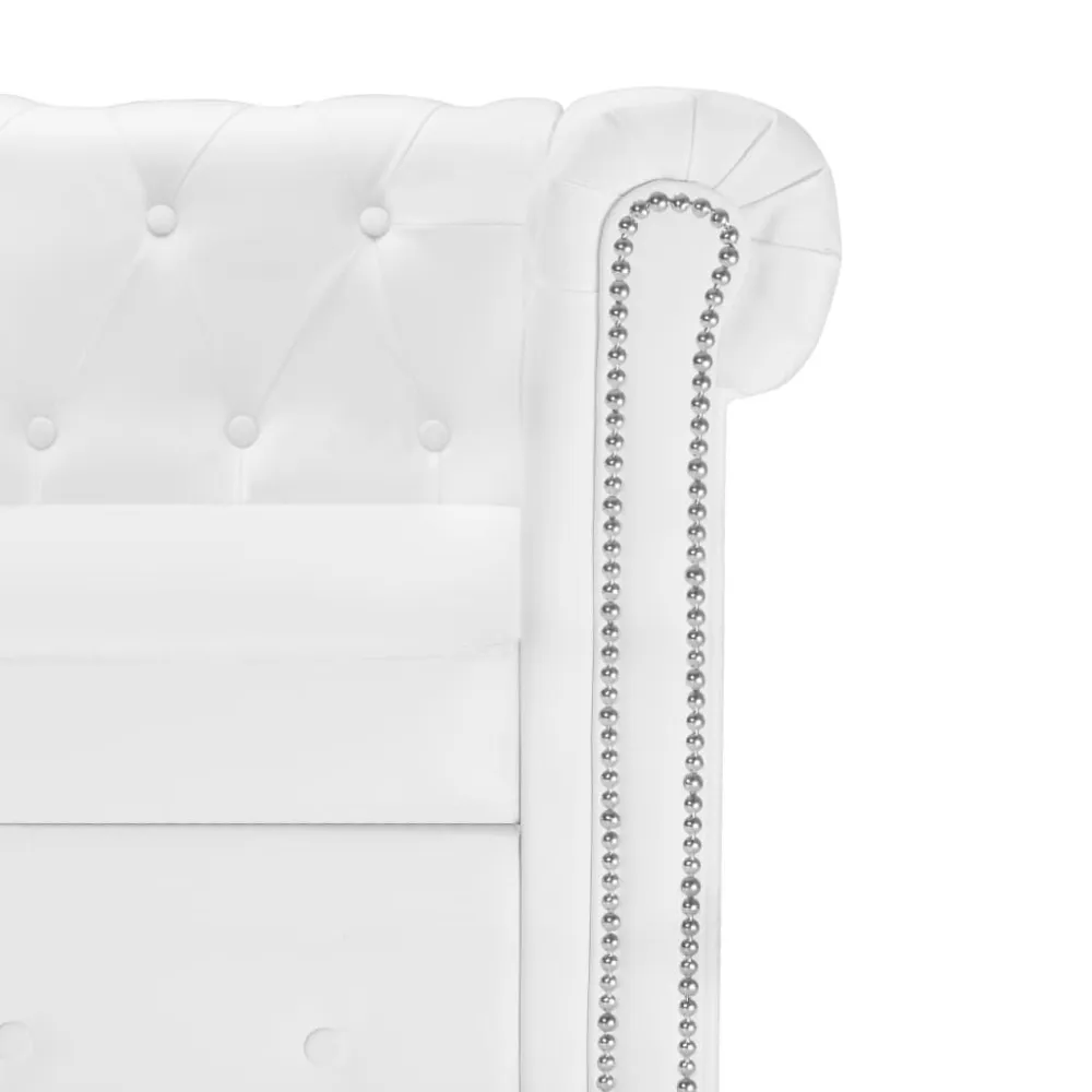 Divano Chesterfield L Finta Pelle Bianco con Isolamento Smaltato