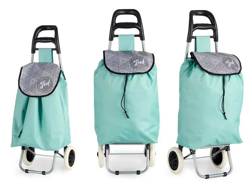 Carrello Portaspesa 2 Ruote e Maniglia Metallo Zincato Antipioggia Verde