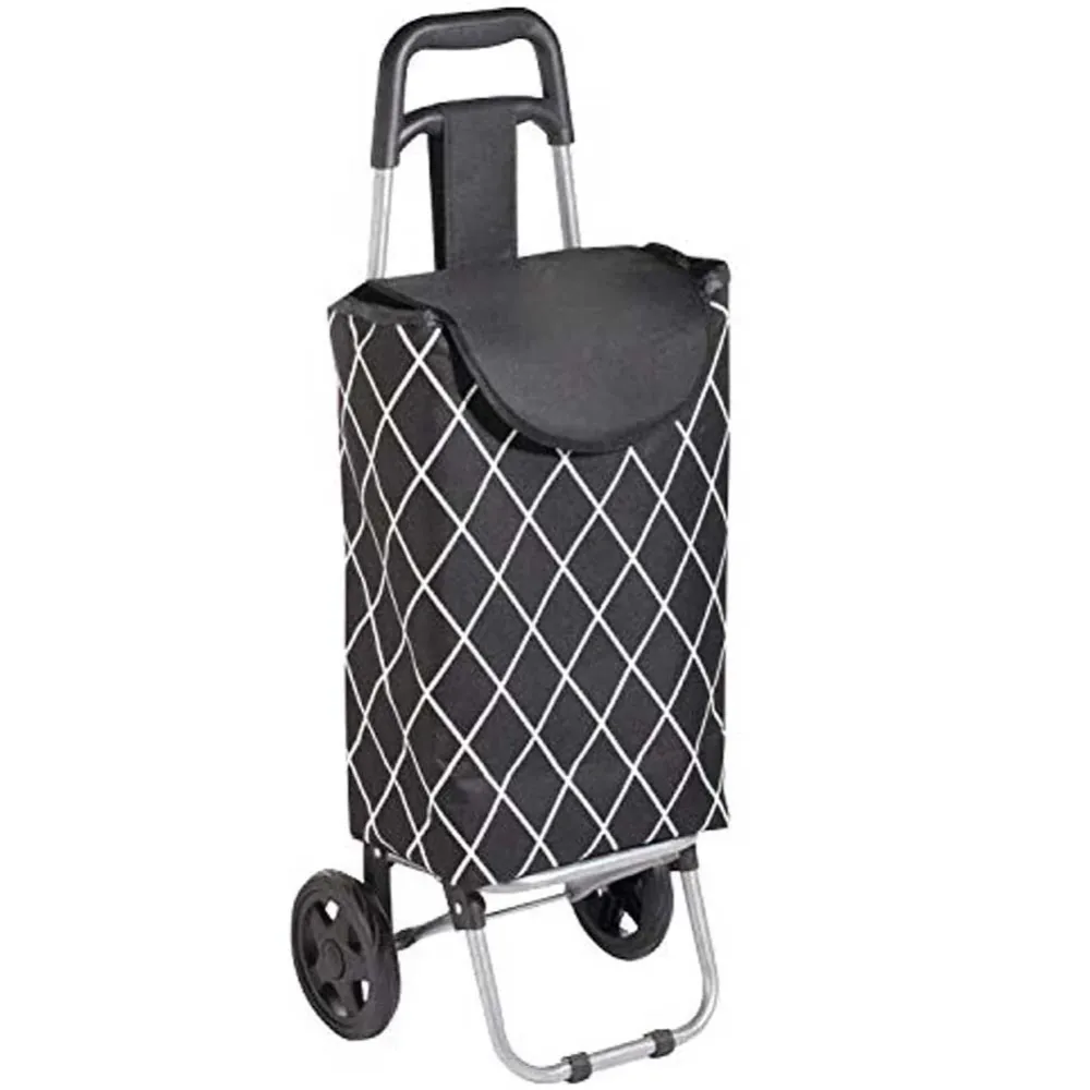 Carrello Portaspesa Trolley Carrellino Porta Spesa 2 Ruote Tessuto 24LT Nero