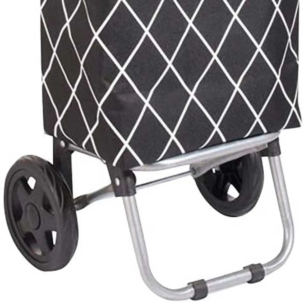 Carrello Portaspesa Trolley Carrellino Porta Spesa 2 Ruote Tessuto 24LT Nero