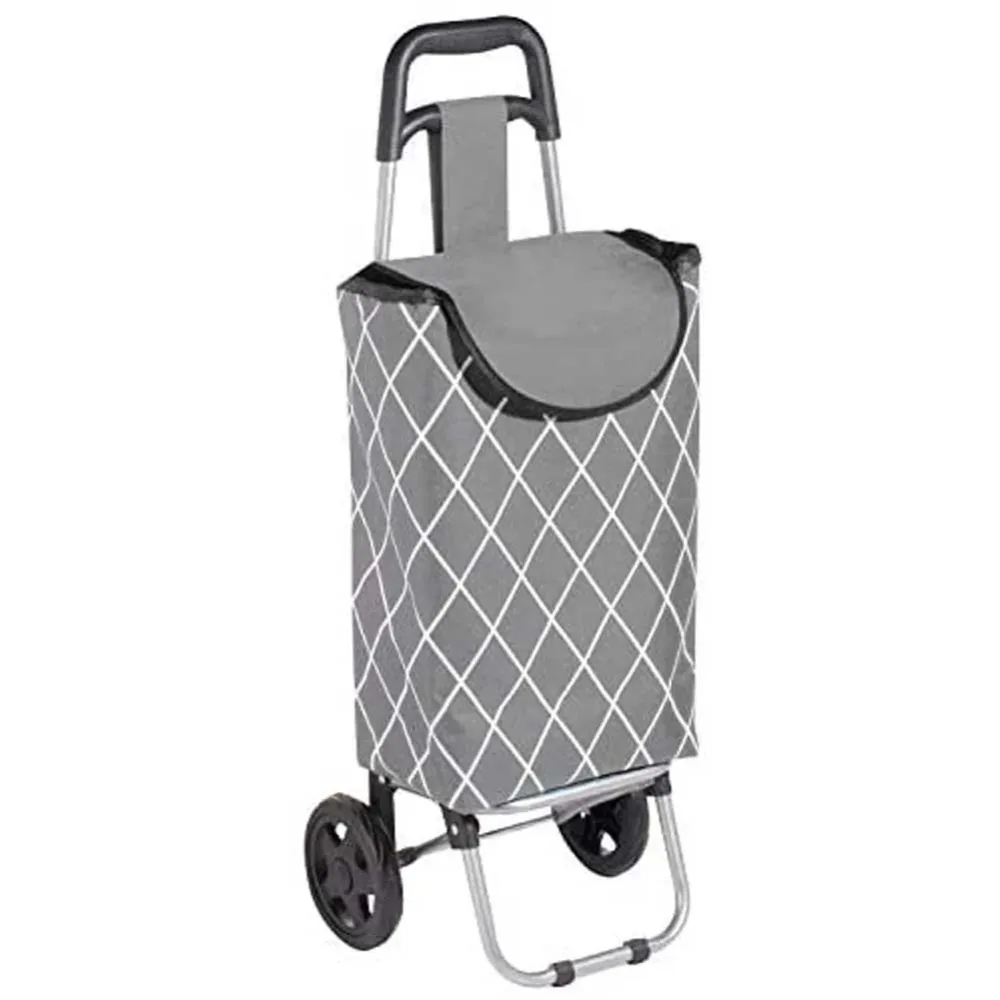 Carrello Portaspesa Trolley Carrellino Porta Spesa 2 Ruote Tessuto 24LT Grigi