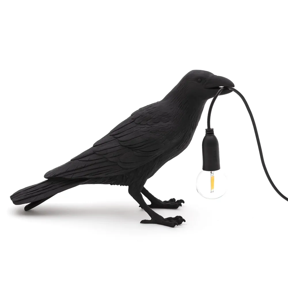 Bird Lamp Nera Waiting da ESTERNO