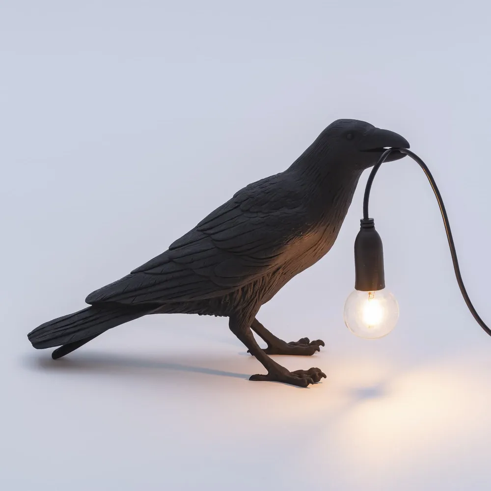 Bird Lamp Nera Waiting da ESTERNO