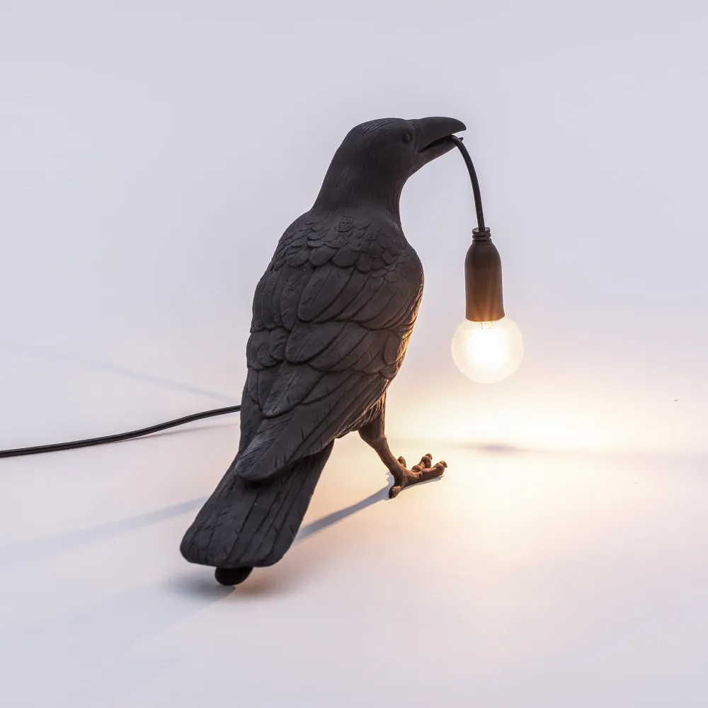 Bird Lamp Nera Waiting da ESTERNO
