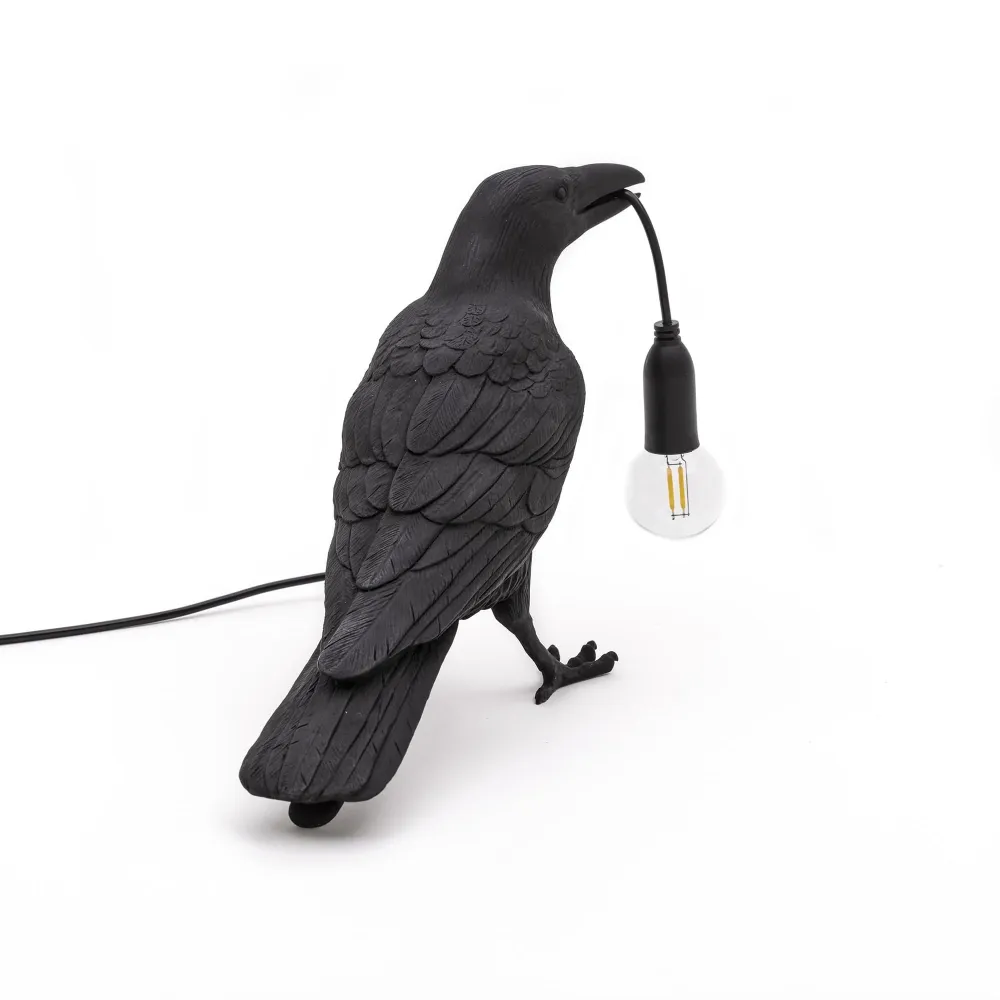 Bird Lamp Nera Waiting da ESTERNO