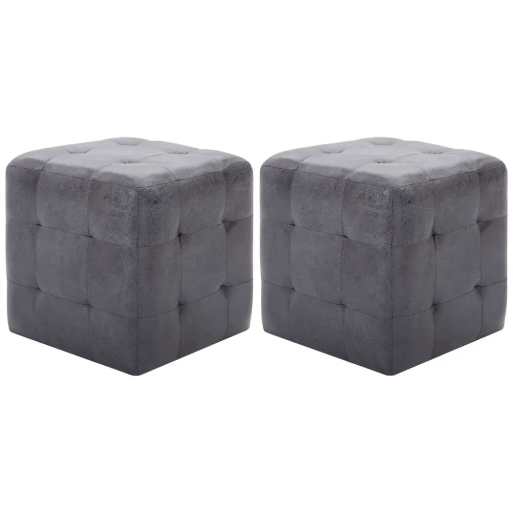 Pouf 2 pz Grigio 30x30x30 cm Similpelle Scamosciata