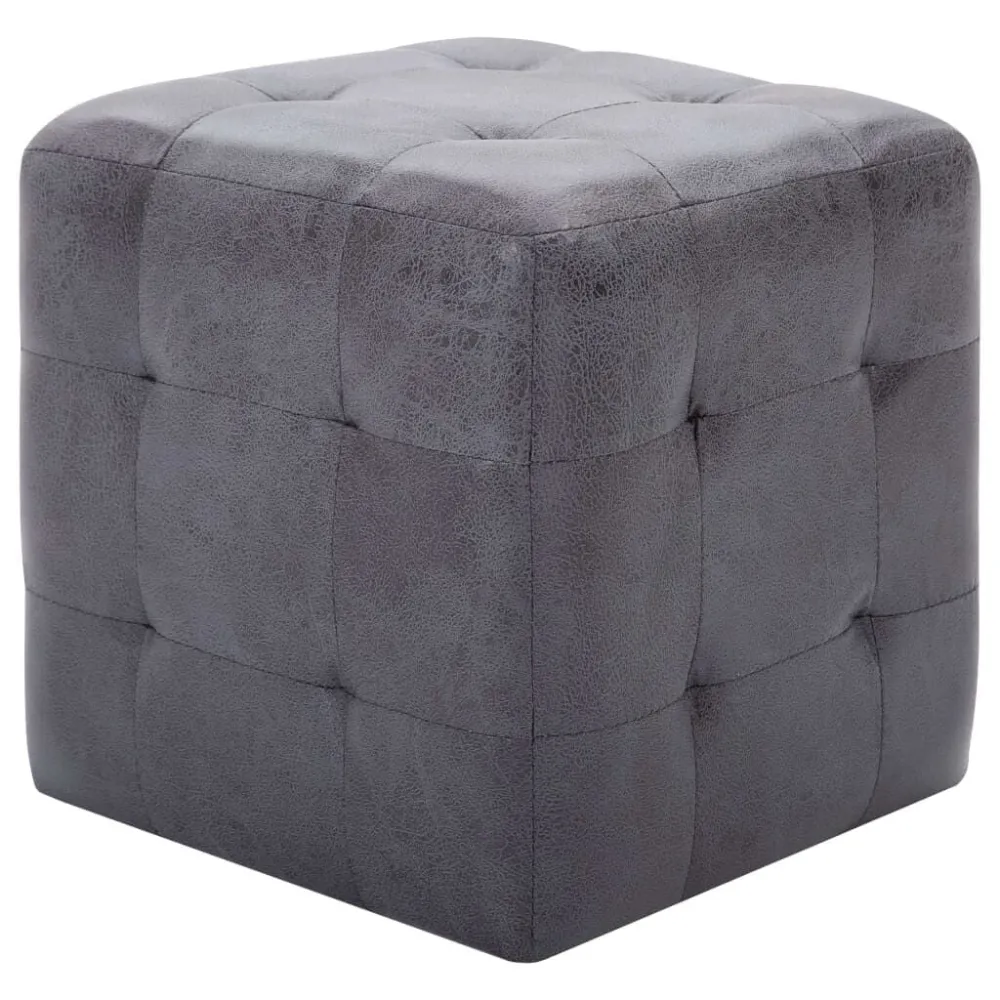 Pouf 2 pz Grigio 30x30x30 cm Similpelle Scamosciata