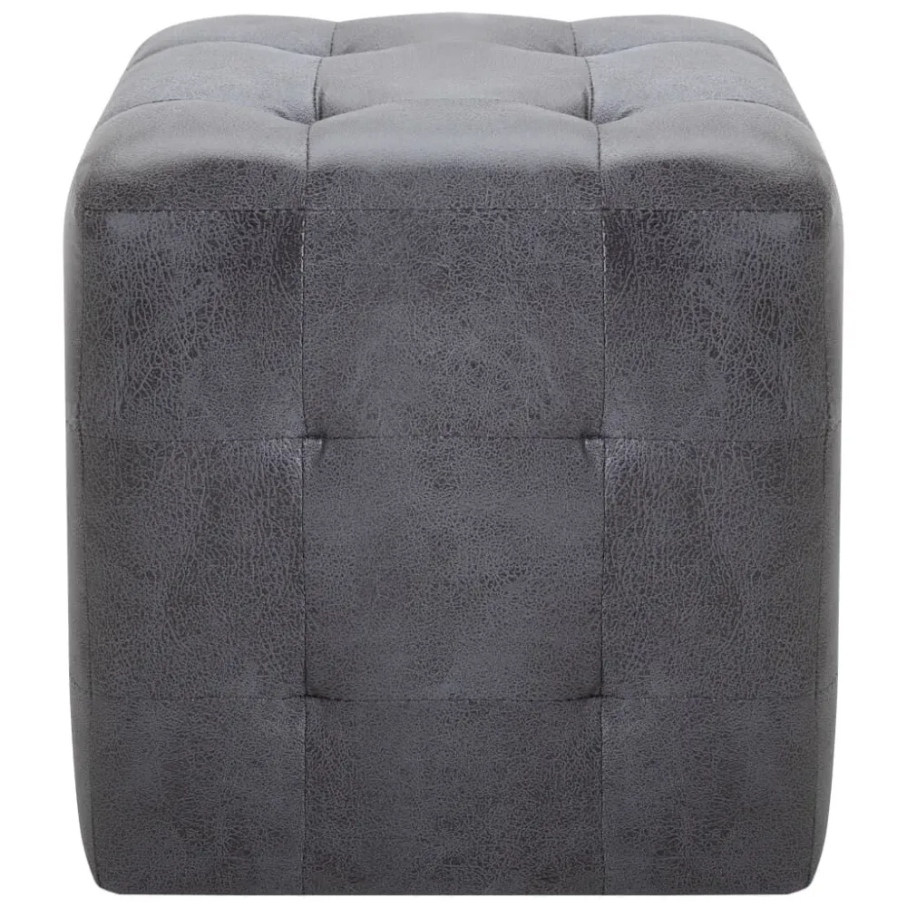 Pouf 2 pz Grigio 30x30x30 cm Similpelle Scamosciata
