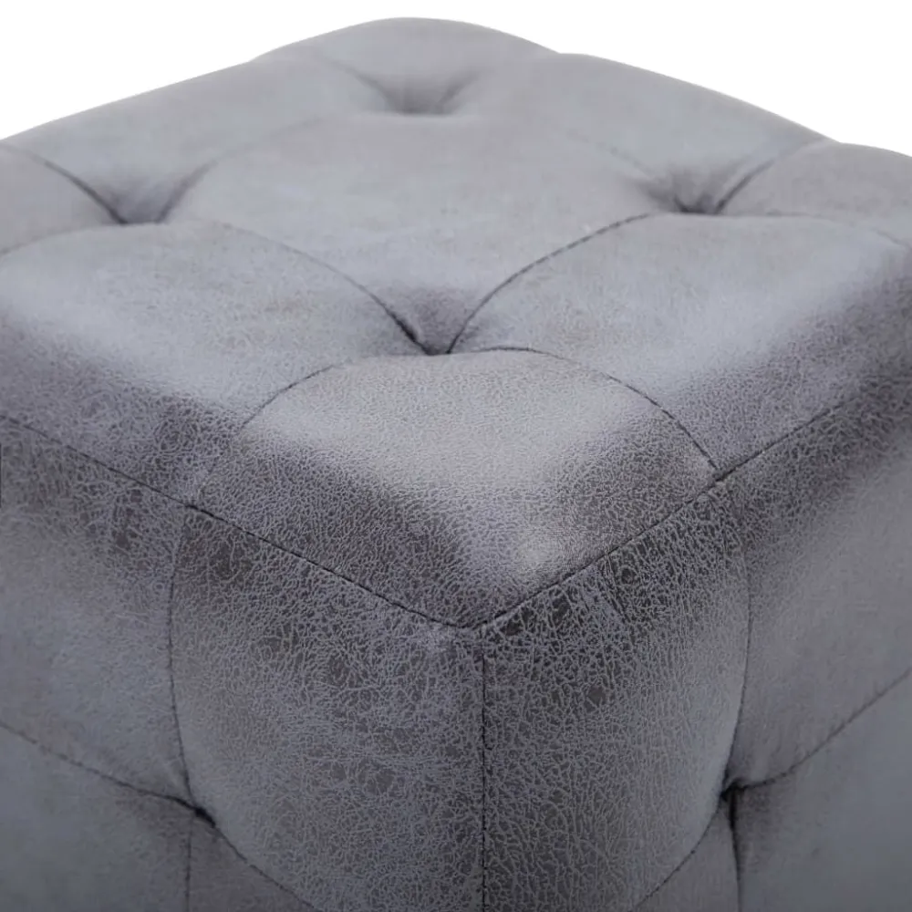 Pouf 2 pz Grigio 30x30x30 cm Similpelle Scamosciata
