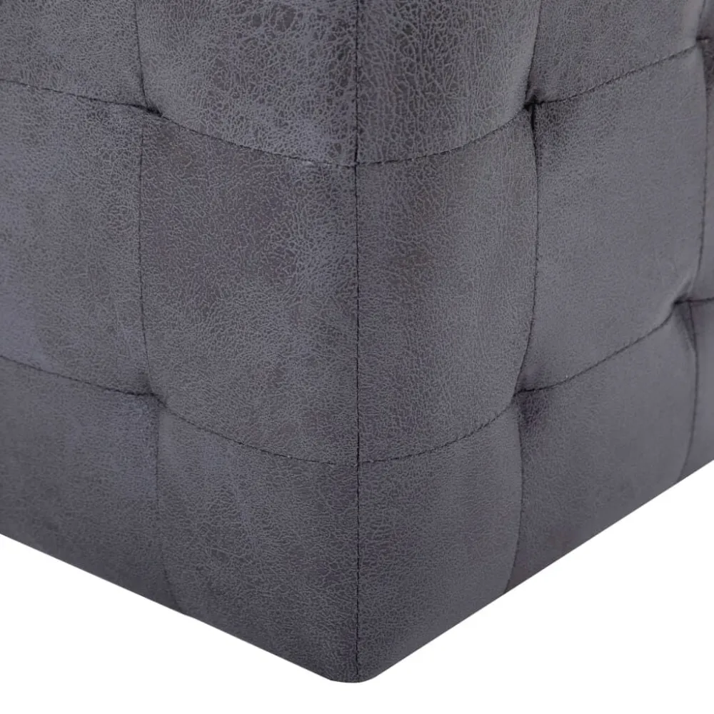 Pouf 2 pz Grigio 30x30x30 cm Similpelle Scamosciata