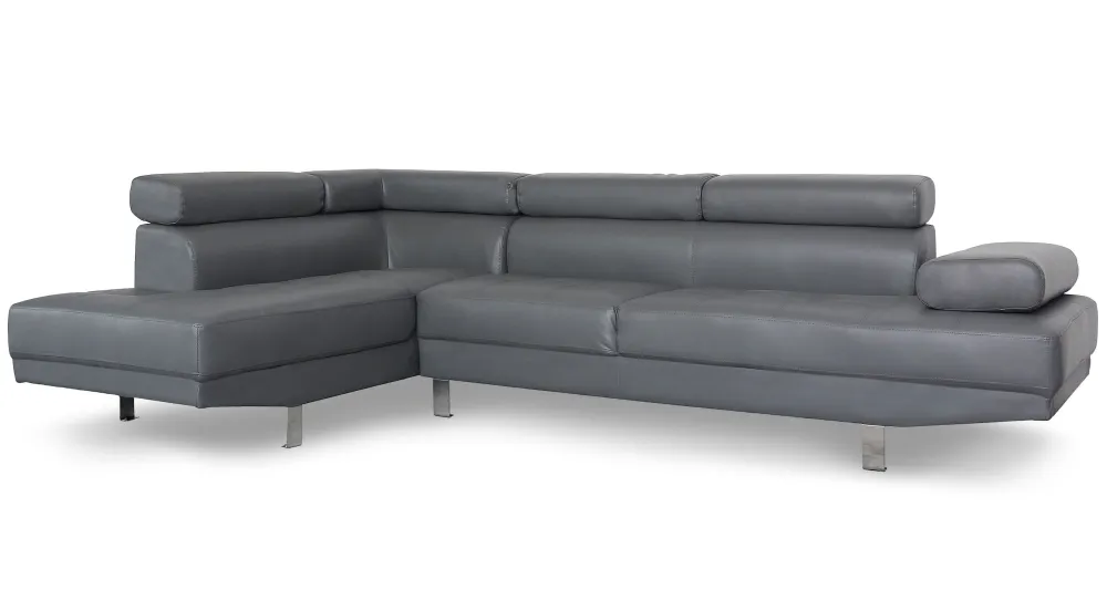 Divano Alfa angolare con poggiatesta sollevabili grigio similpelle