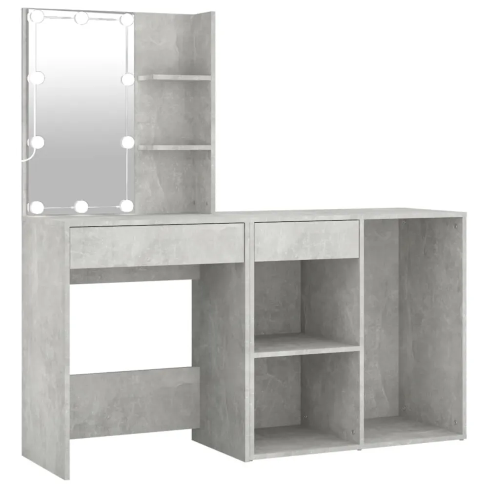 Design Moderno Toeletta LED con Armadietto Legno Multistrato Grigio Cemento