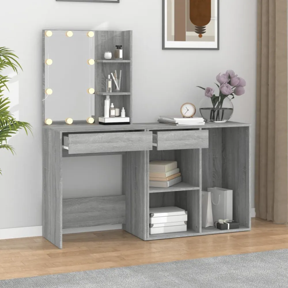 Lampada Sospensione da Parete Toeletta con LED e Armadietto Grigio Sonoma Legno Multistrato