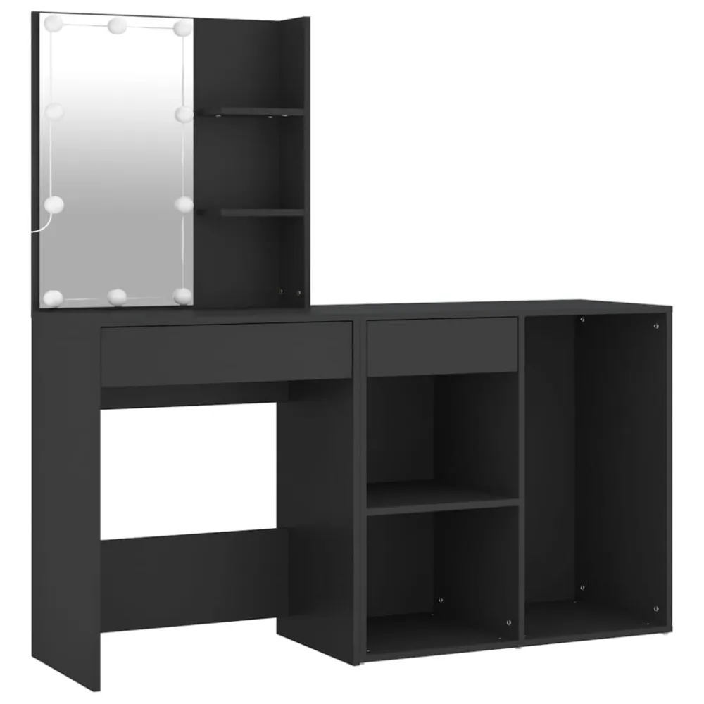 Luce d'Accento Toeletta con LED e Armadietto Legno Multistrato Nero