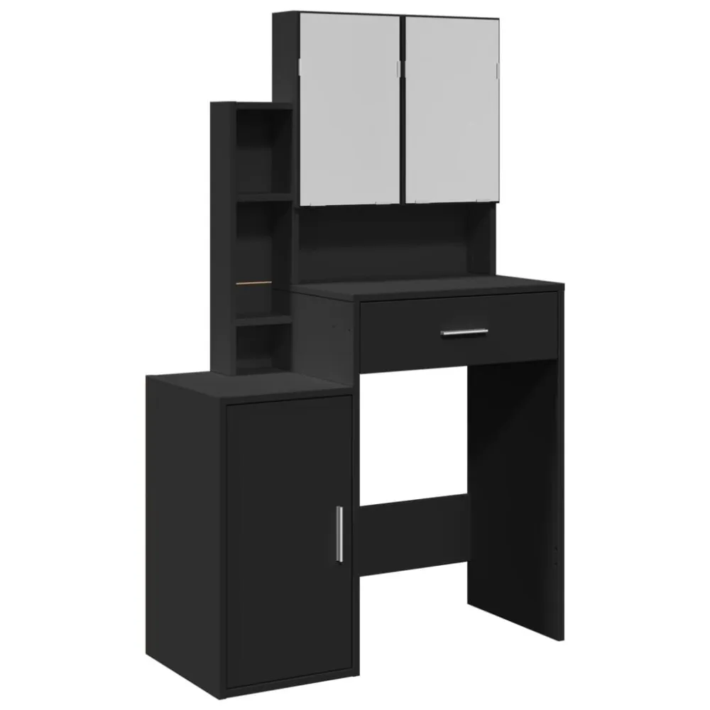 Toeletta con Armadietto Nero 80x35x132 cm - Con Installazione Inclusa