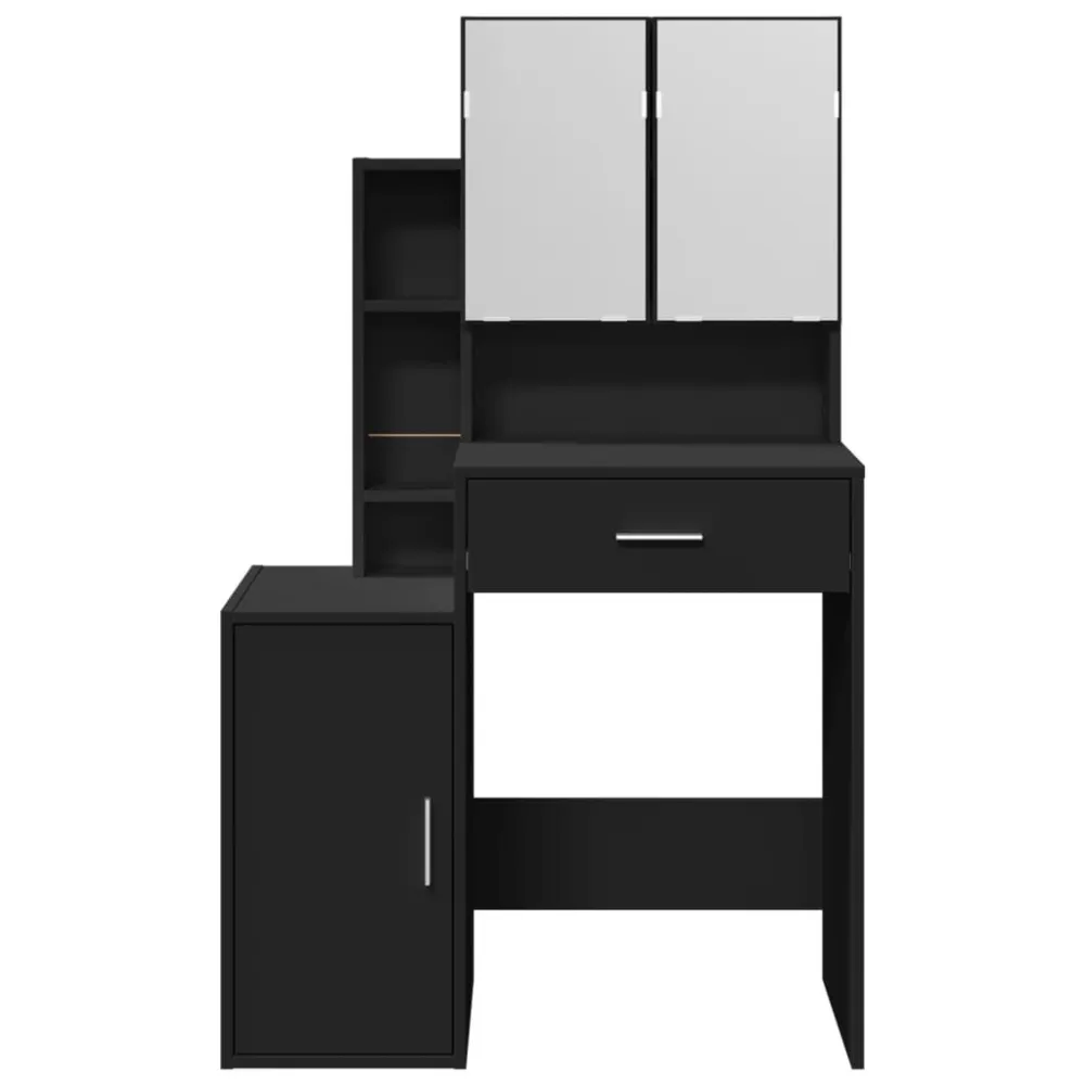 Toeletta con Armadietto Nero 80x35x132 cm - Con Installazione Inclusa