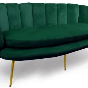 Divano arrotondato 3 posti Brenda velluto verde con gambe dorate