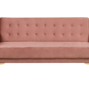 Divano reclinabile 3 posti velluto rosa ABERDEEN