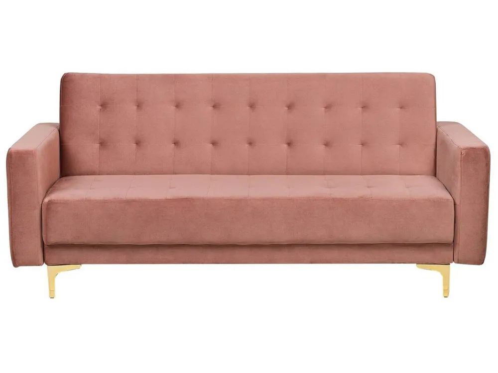 Divano reclinabile 3 posti velluto rosa ABERDEEN