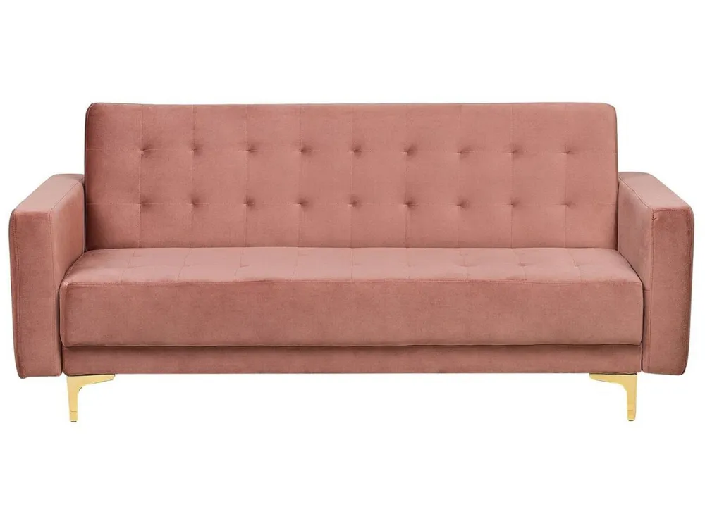 Divano reclinabile 3 posti velluto rosa ABERDEEN