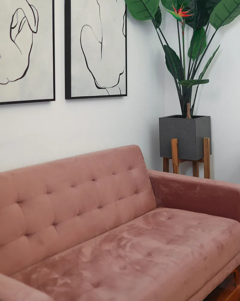 Divano reclinabile 3 posti velluto rosa ABERDEEN