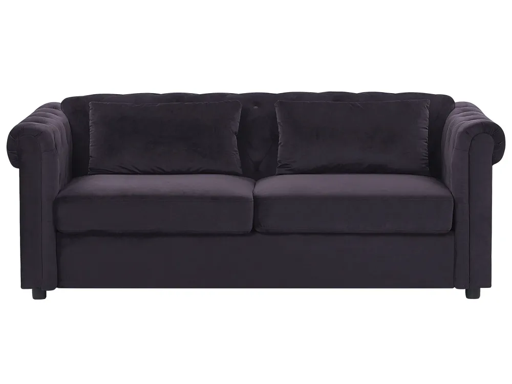 Certificato CE Divano letto 3 posti velluto nero CHESTERFIELD