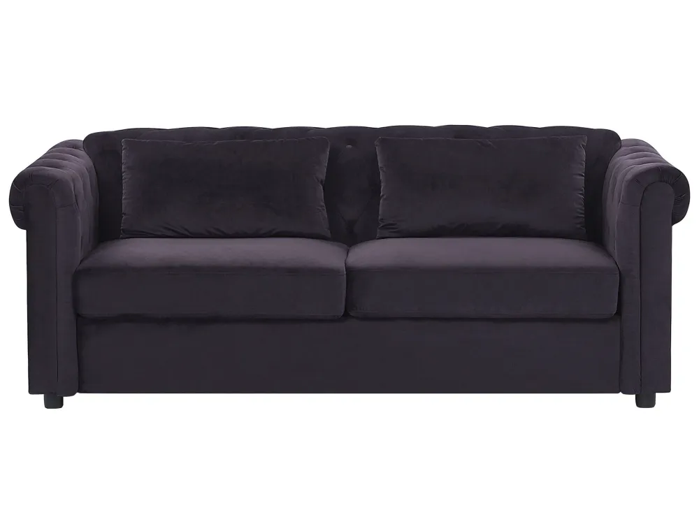 Certificato CE Divano letto 3 posti velluto nero CHESTERFIELD