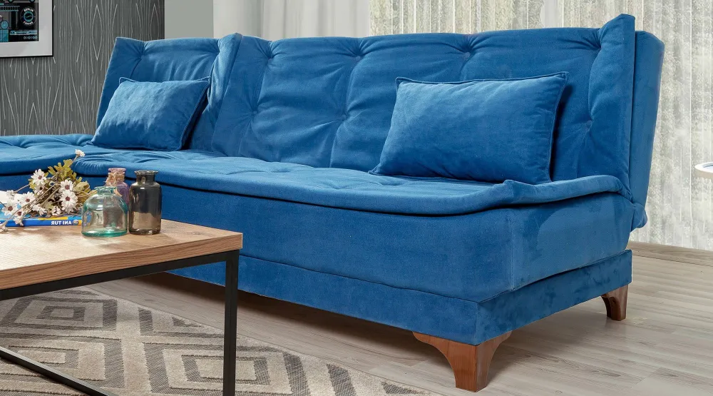 Divano letto angolare sinistro Lefkadao Velluto Dark Blue
