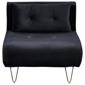 Divano letto velluto nero VESTFOLD Acciaio Inossidabile