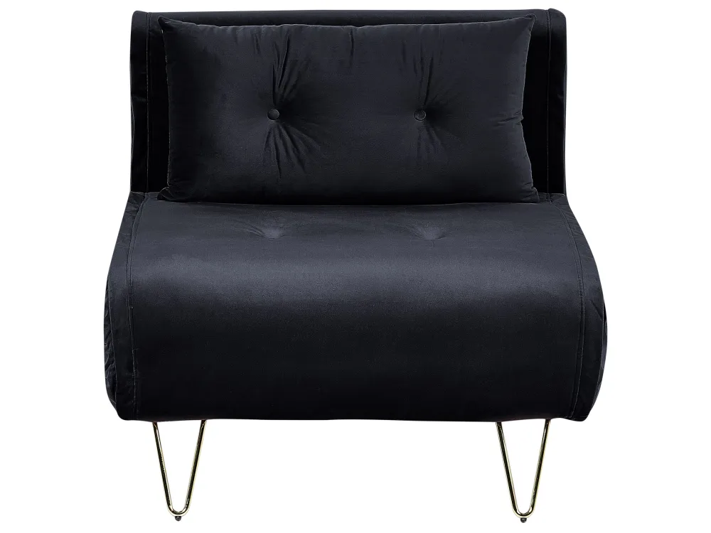 Divano letto velluto nero VESTFOLD Acciaio Inossidabile