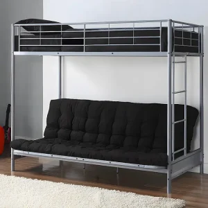 Letto soppalco 90 x 190 cm Metallo Argento Divano letto + Futon + Materasso MODULO V