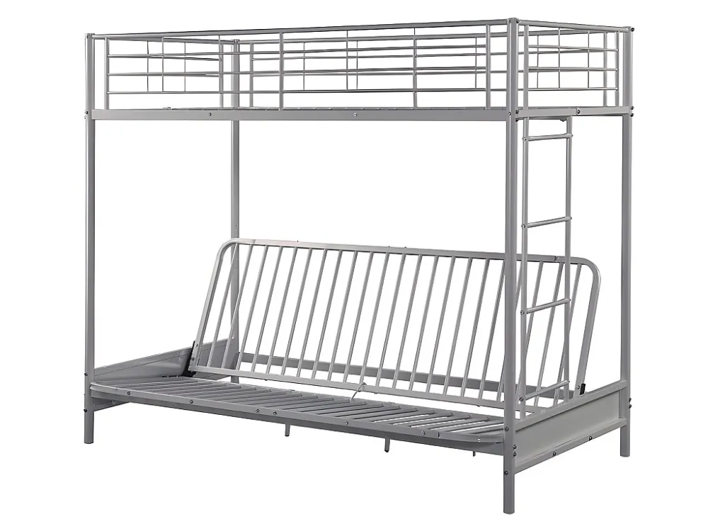 Letto soppalco 90 x 190 cm Metallo Argento Divano letto + Futon + Materasso MODULO V