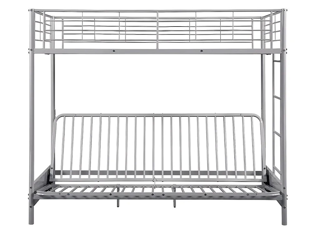 Letto soppalco 90 x 190 cm Metallo Argento Divano letto + Futon + Materasso MODULO V