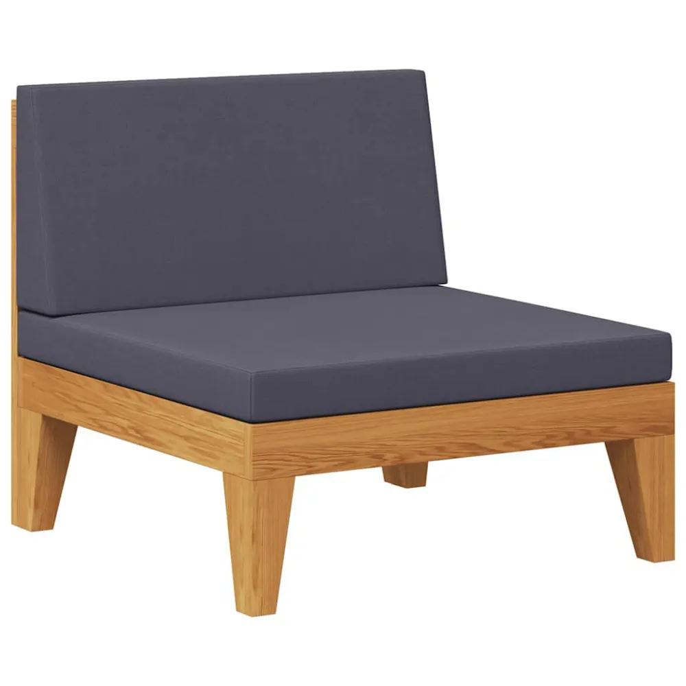 Inossidabile Premium Divano Centrale Modulare Cuscini Grigio Cupo Massello Acacia