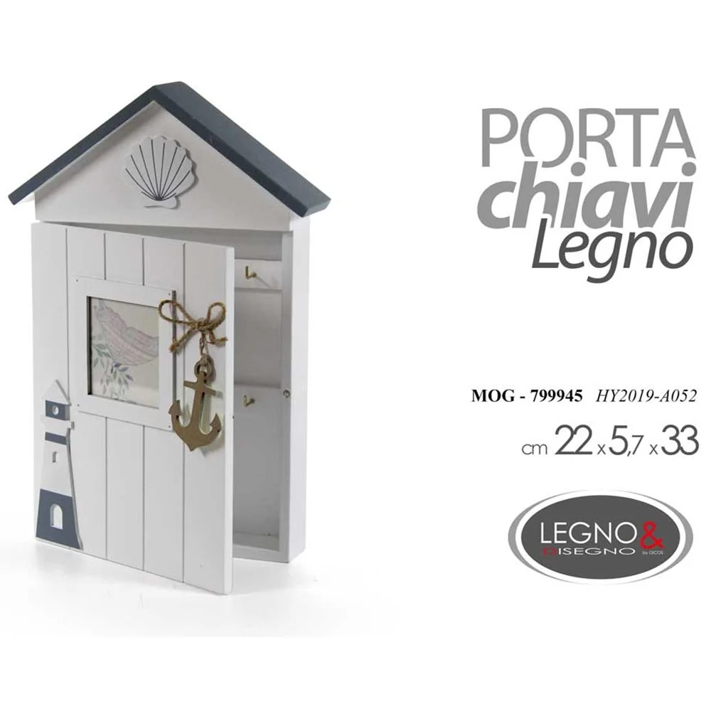Armadietto Cassetta Portachiavi Parete con Ganci Porta Chiavi Legno Shabby