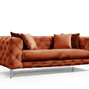 Acciaio HSS-G Divano imbottito 2 posti Alykes Velours Terracotta