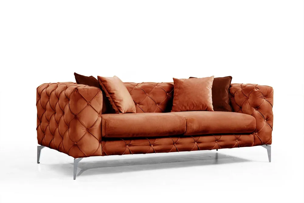 Acciaio HSS-G Divano imbottito 2 posti Alykes Velours Terracotta
