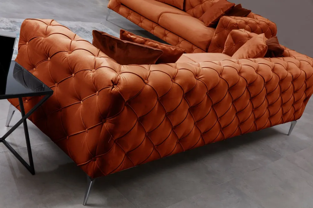 Acciaio HSS-G Divano imbottito 2 posti Alykes Velours Terracotta