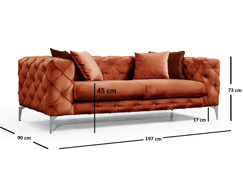 Acciaio HSS-G Divano imbottito 2 posti Alykes Velours Terracotta