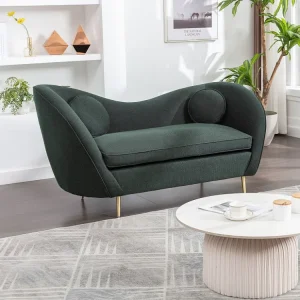 Acciaio HSS-G Divano 2 posti Tessuto testurizzato Verde stile art déco ORMARA