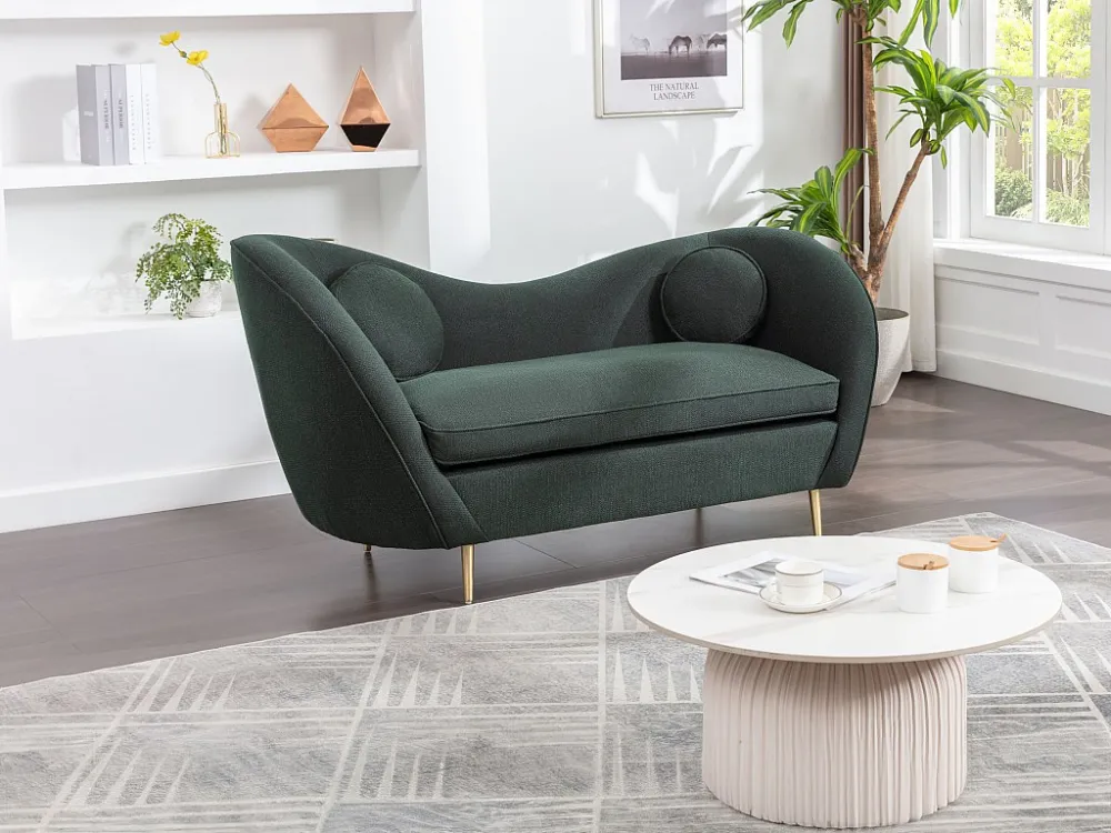 Acciaio HSS-G Divano 2 posti Tessuto testurizzato Verde stile art déco ORMARA