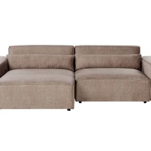 Divano angolare 2 posti tessuto marrone destro HELLNAR Set Completo con Portamaschi