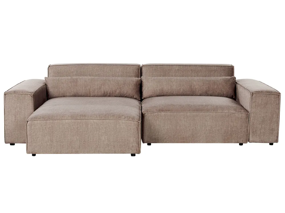 Divano angolare 2 posti tessuto marrone destro HELLNAR Set Completo con Portamaschi