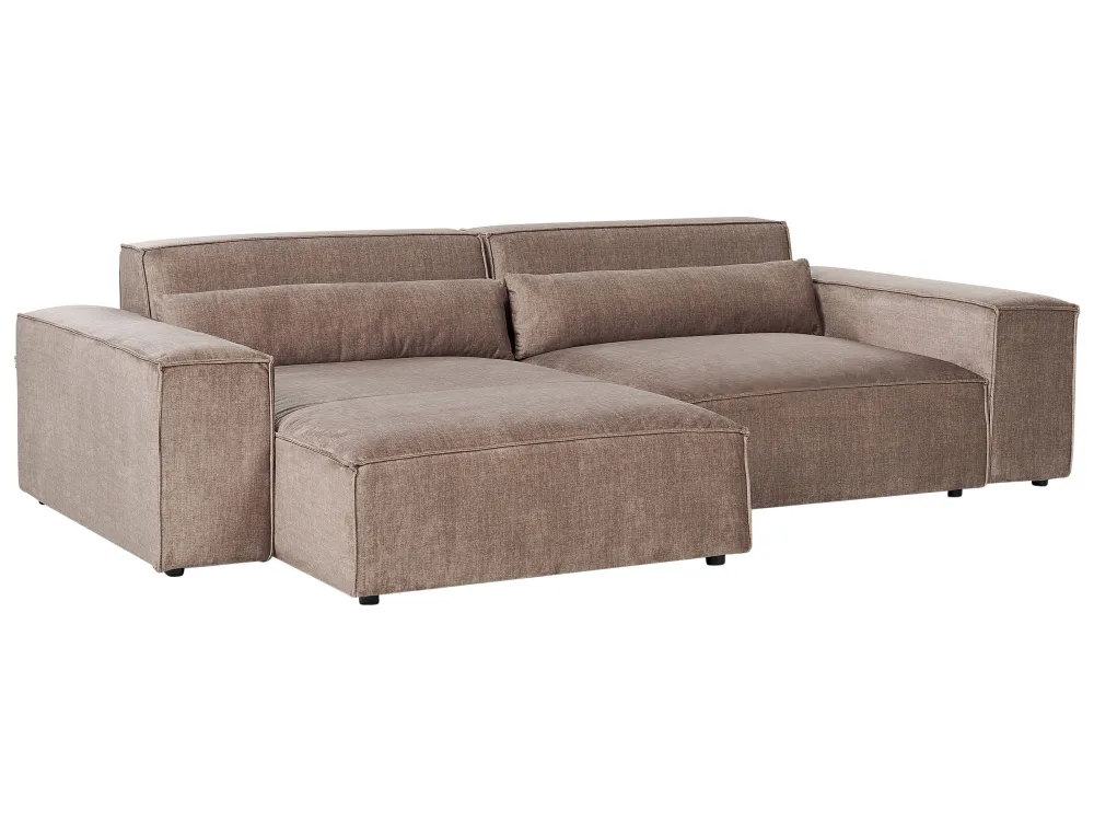 Divano angolare 2 posti tessuto marrone destro HELLNAR Set Completo con Portamaschi