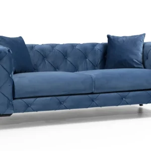 Divano imbottito 2 posti Alykes Vellutato Blue
