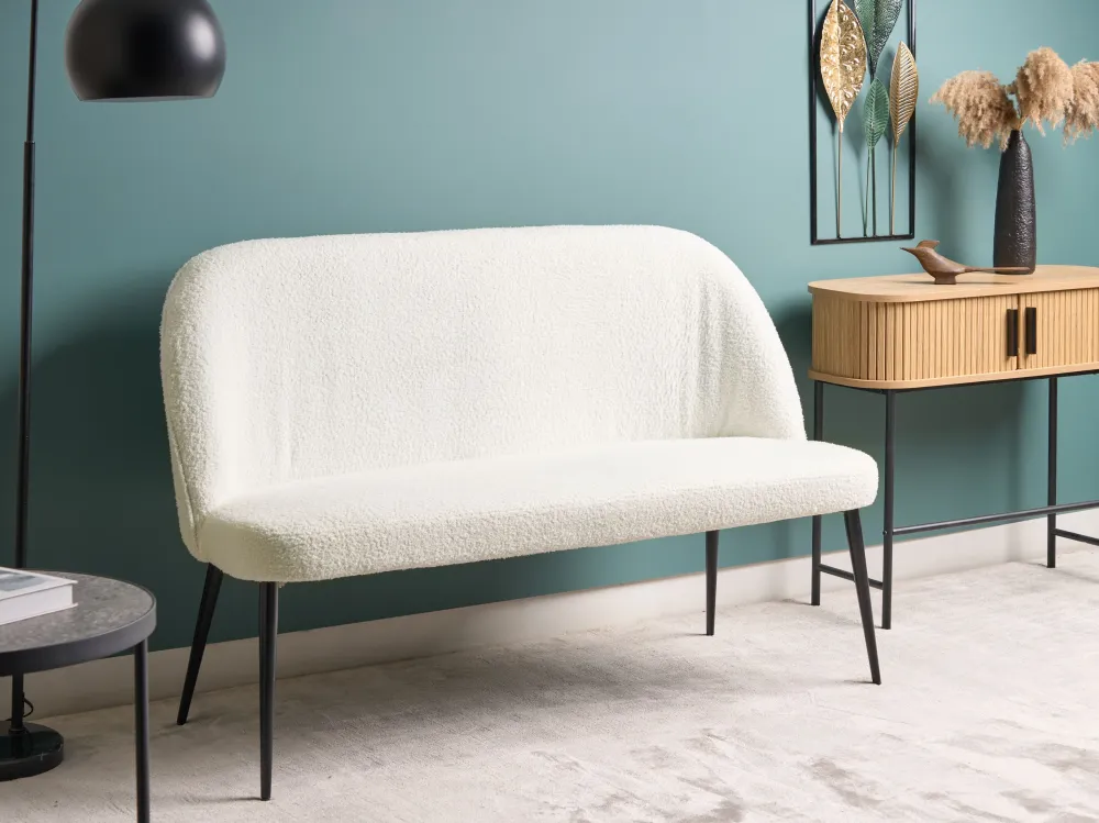 Divano 2 posti bouclé bianco OSBY HSS-E | Alta Resistenza
