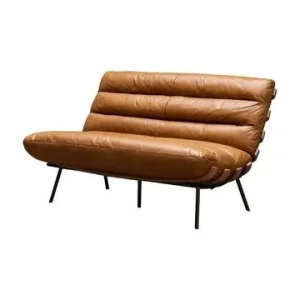 Divano 2 posti pelle marrone Spinal Chehoma - 134cm per Materiali Tenaci