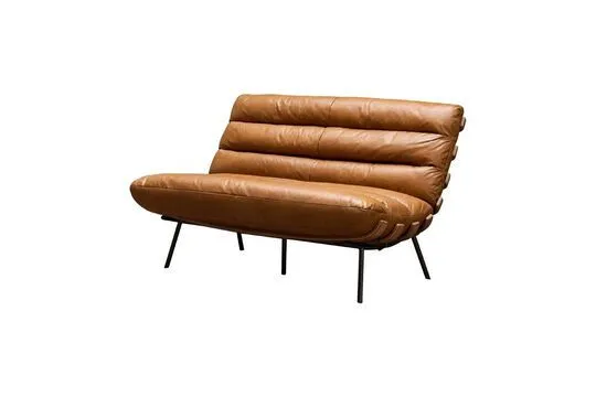 Divano 2 posti pelle marrone Spinal Chehoma - 134cm per Materiali Tenaci