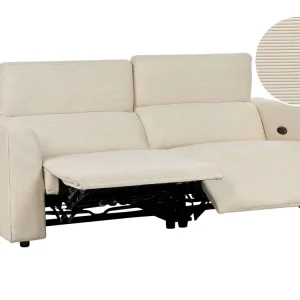 Divano 2 posti reclinabile elettricamente USB velluto coste crema ULVEN